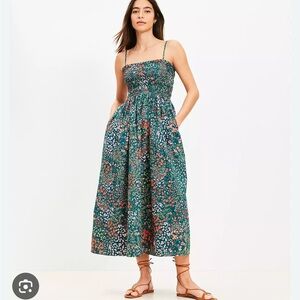 Garden poplin smocked maxi dress